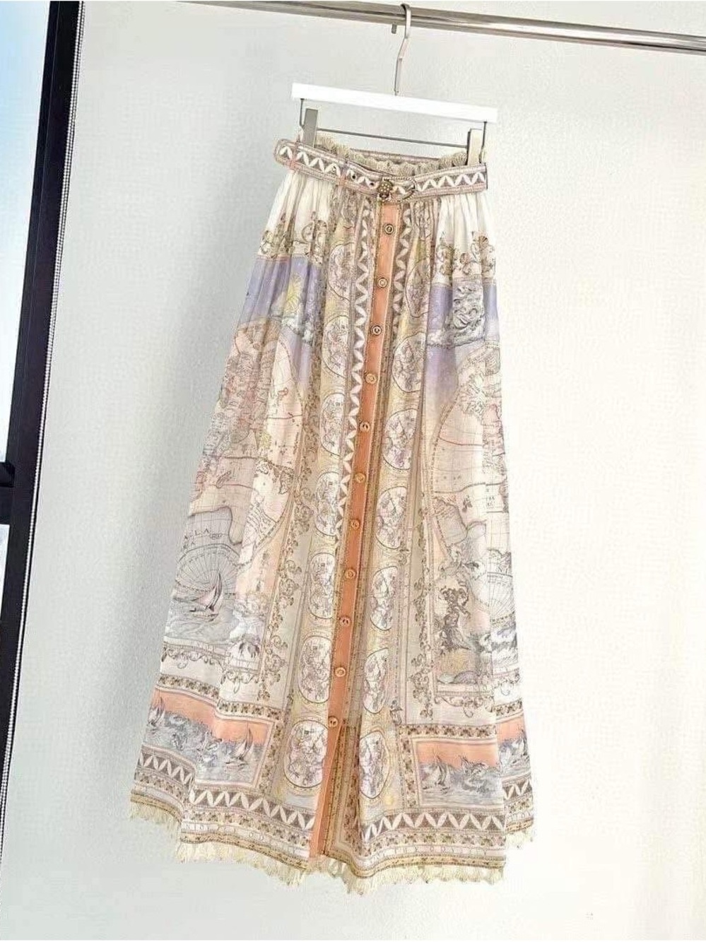 Vintage-Inspired Pastel Printed Midi Dress - Picture 3 of 3